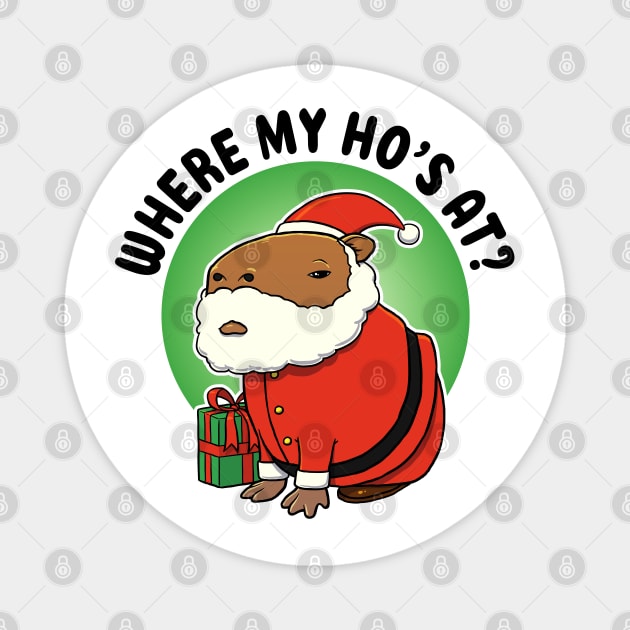 Where my ho's at Capybara Santa Magnet by capydays